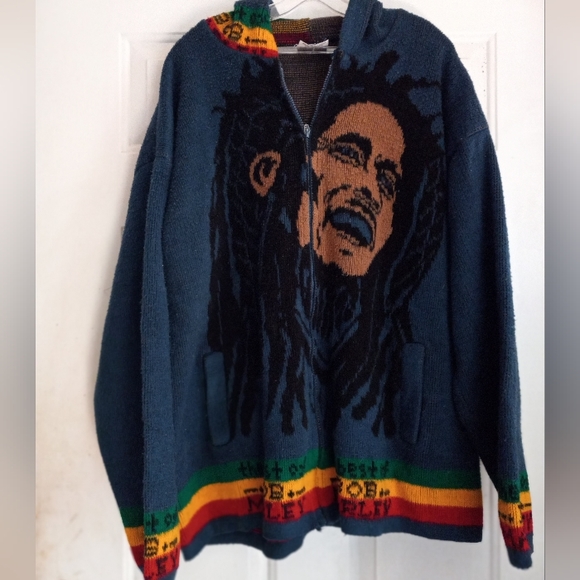 Bob Marley wool Alpaca hooded sweater xl